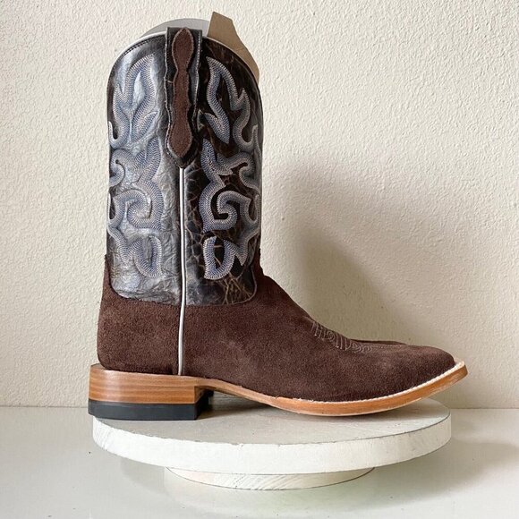 NEW Capitan Mens Cowboy Boots CISCO Size 11D Brown Rough Out Western Square Toe - Picture 2 of 9